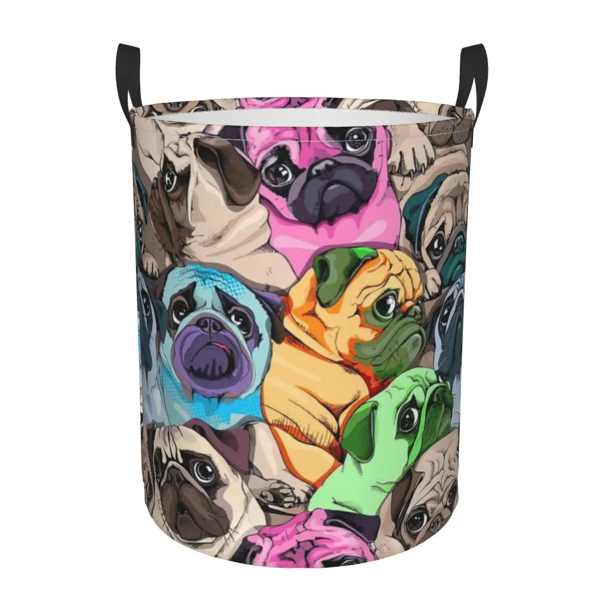 

Color Pug Dog Dirty Laundry Basket Waterproof Home Organizer Basket Clothing Kids Toy Storage Basket