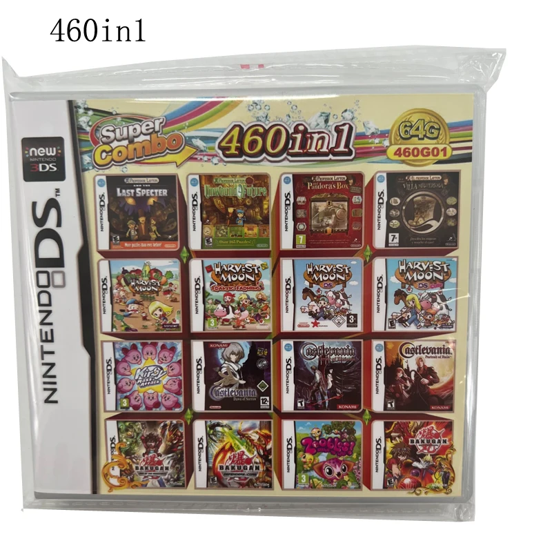 

Игровые карты 3DS NDS, комбо 460 в 1, картридж из ПВХ для начинающих, для элитных повседневных развлечений, Любимые Подарки