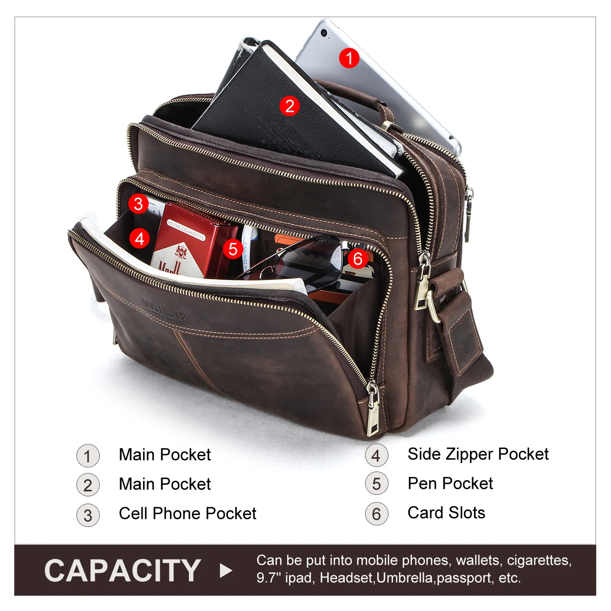 Retro Luxury Men's Briefcase Genuine Leather Casual Business Handbag Document Messenger Bag Male Crossbody Bags Shoulder Bolsas