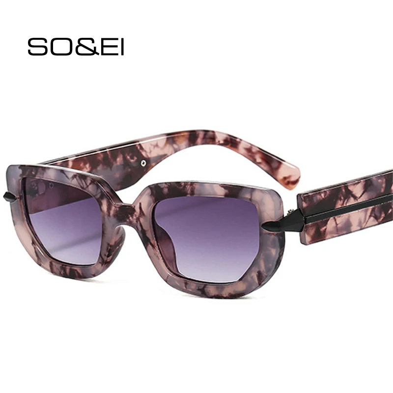

Модные квадратные очки с градиентом UV400 SO & EI, винтажные брендовые дизайнерские мужские трендовые солнцезащитные очки