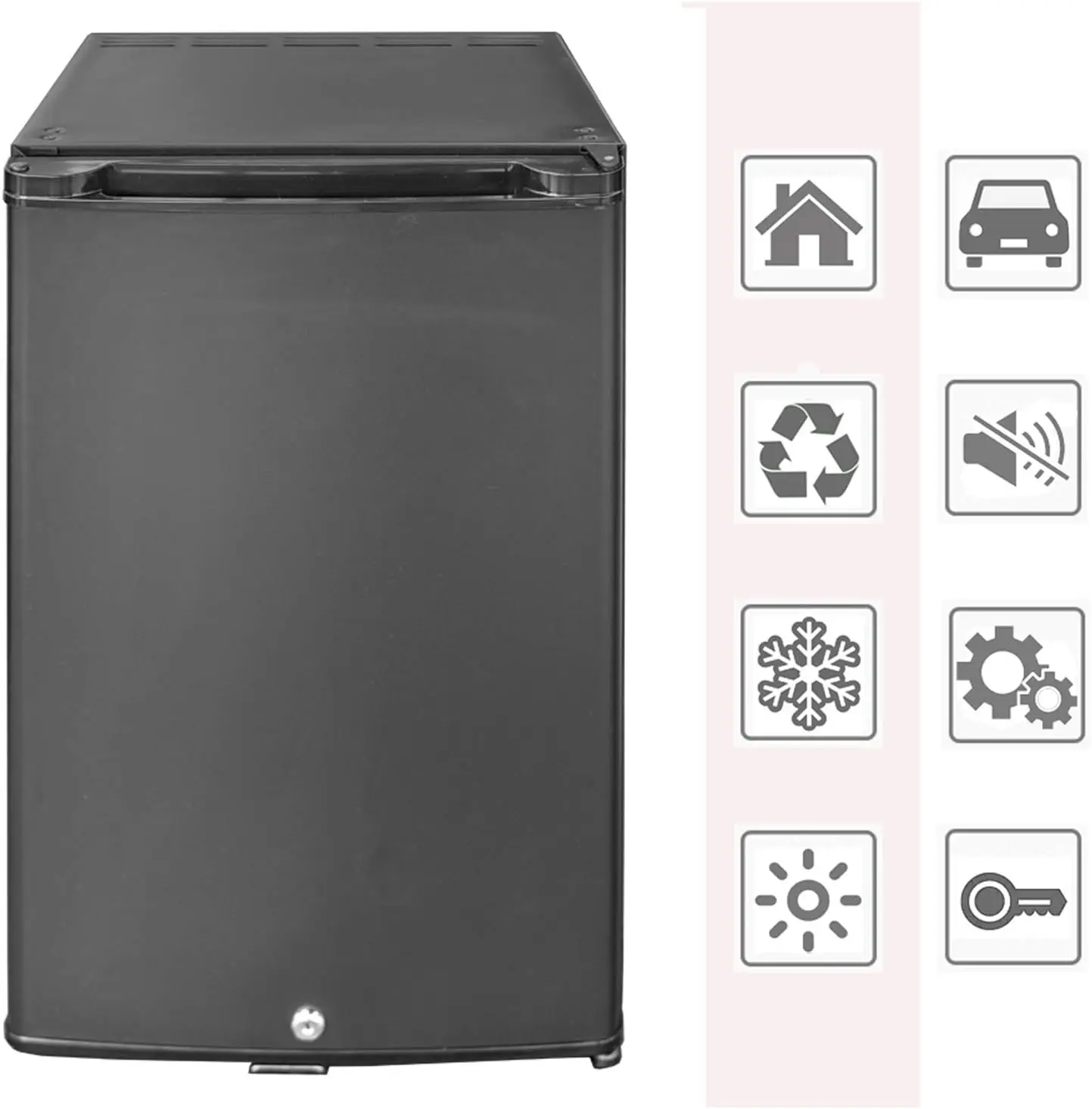 Quiet Compact Refrigerator With Lock Small Cooler 1.76 Cu. Ft Silent Hotel Mini Bar Zero Noise Absorption Fridge For
