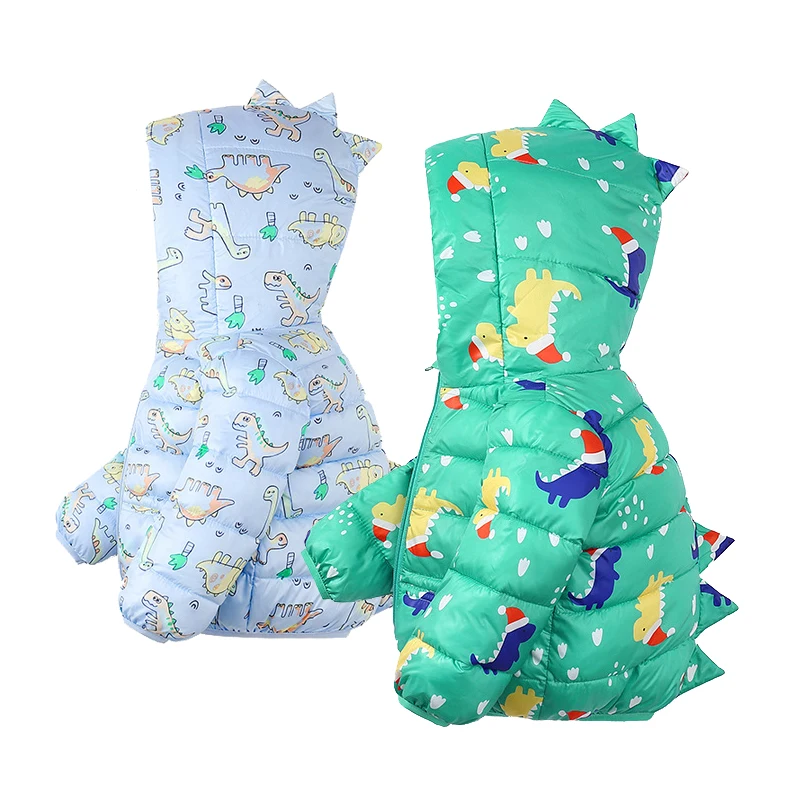 

Little Dinosaur Baby Boys Down Jacket Autumn Winter Warm Princess Coat Hooded Zipper Windproof Outerwear 1-6 Years Kids Clothes