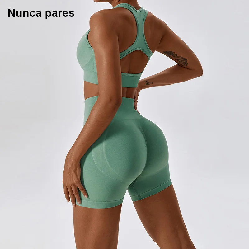 

Бесшовный суперэластичный комплект для йоги, укороченный топ с вырезами, шорты для ягодиц, спортивный костюм из 2 предметов