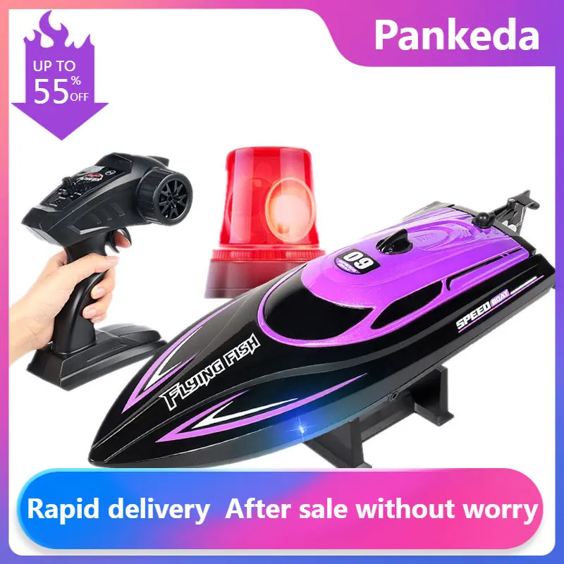 

2.4G HJ812 RC Speedboat with Night Light Waterproof 25km/h Professional Electric High Speed Racing Boat Gifts Toys for Boys