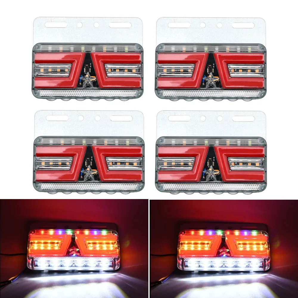 

4Pcs 24V LED Trailer Clearance Lights Side Marker Lights Truck Tractor Van Lorry Signal Lamp Red Amber White Blue Green