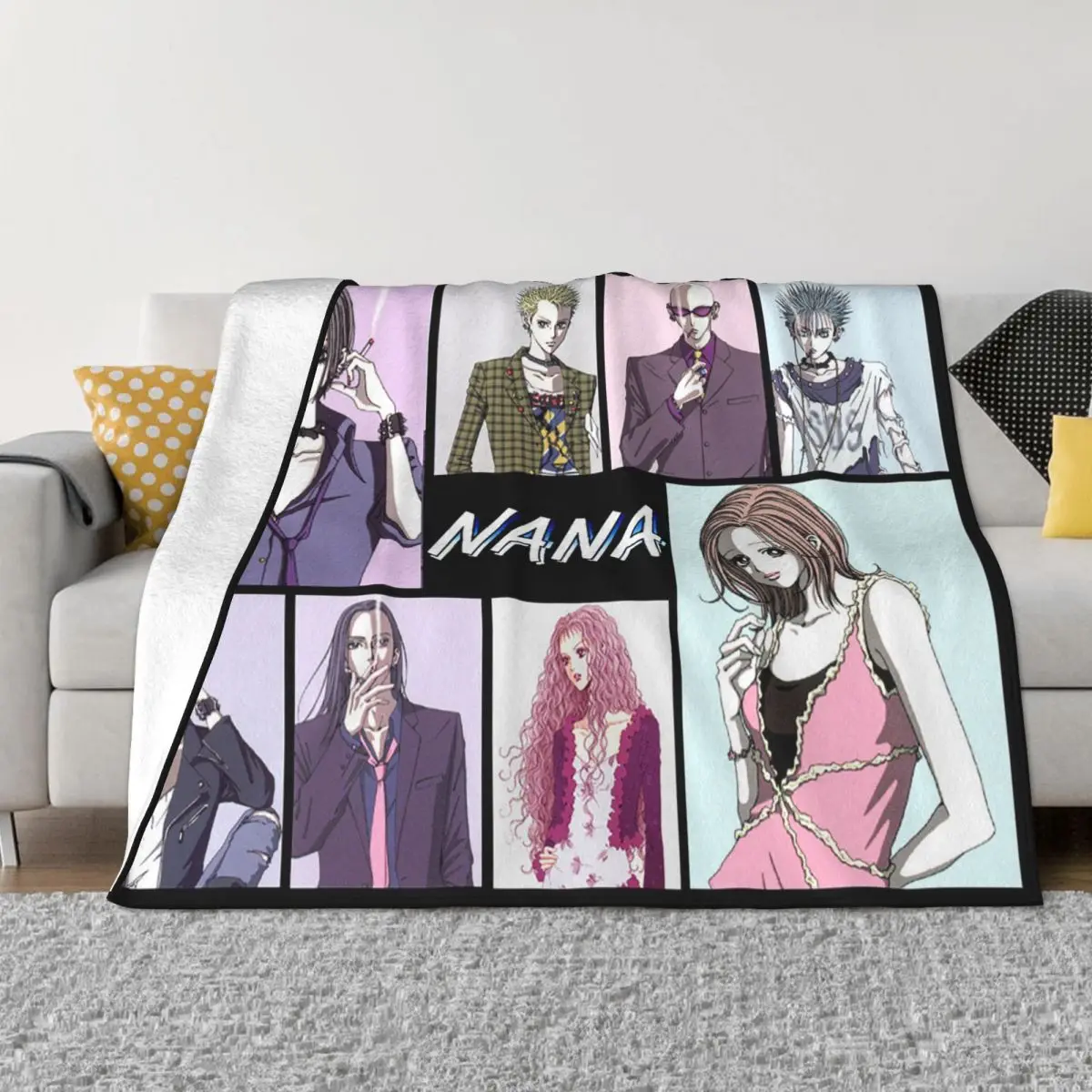 

Nana Osaki Komatsu Shinichi Blankets Ai Yazawa Anime Manga Flannel Novelty Warm Throw Blanket for Home Restaurant Decoration