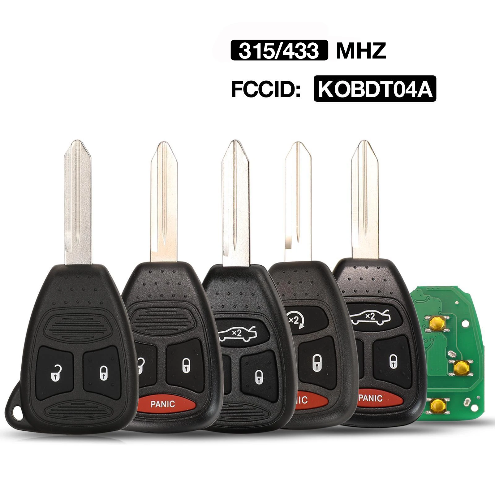 

jingyuqin 2/3/4 Big Buttons KOBDT04A 315MHZ Smart Remote Car Key Fob For Chrysler Aspen For Dodge Dakota Durango Ram Replacement
