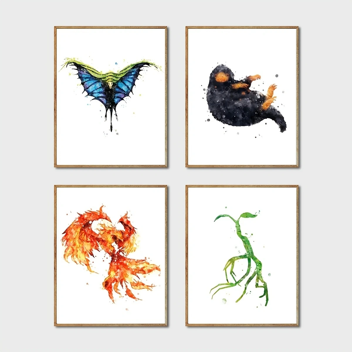 4 шт. плакаты Niffler Картина на холсте с акварелью картины стену домашний декор для