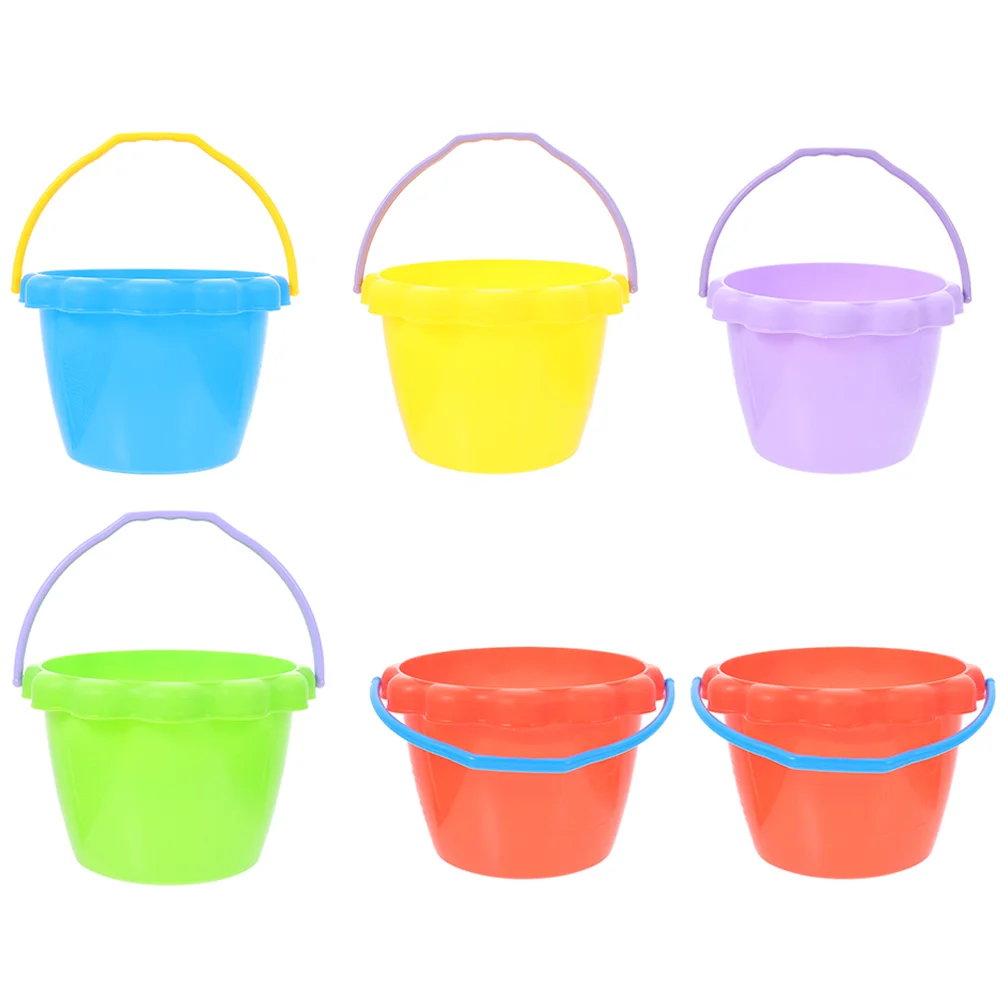 

6Pcs Beach Sand Bucket Cartoon Beach Pail Bucket Seaside Water Bucket Playthings