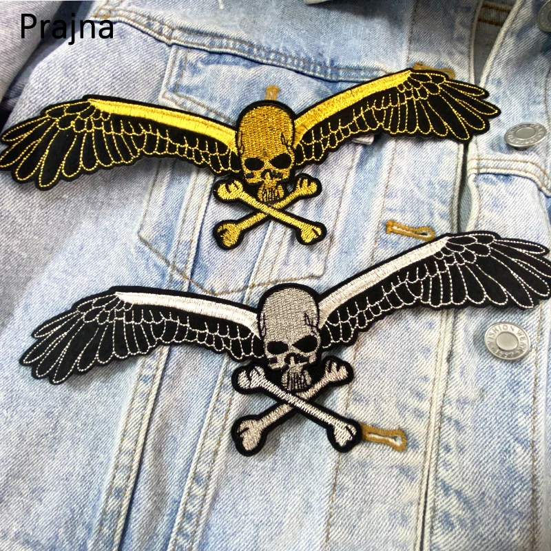 Байкерские нашивки в стиле панк с вышивкой черепа крыла для одежды джинсов
