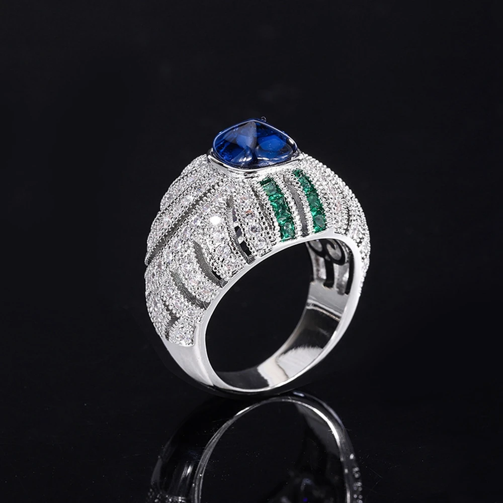 Кольцо женское ювелирное оптовая торговля, гиперболический дизайн, украшение из массивного серебра 925 пробы с сапфиром сахарного конуса весом 5 карат.