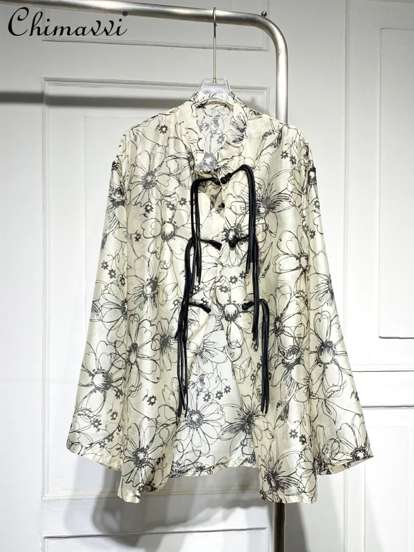 

Mid-Length National Style Chinese Knot Button Coat Women's 2022 Summer New Fashion Loose Texture Temperament High-end Tops