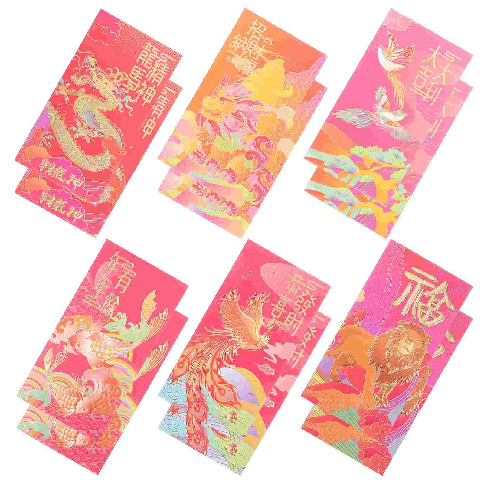 

12 Pcs Red Pack Purses Spring Festival Envelope Wallet Packet New Year Traditional Pocket Paper Chinese Style Money