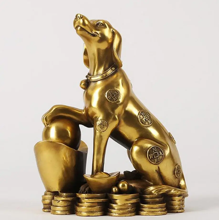 

Медная статуя из чистой меди, знаки зодиака, домашнее украшение для собаки, китайский зодиак, Китайский Зодиак, семейная собака Ван
