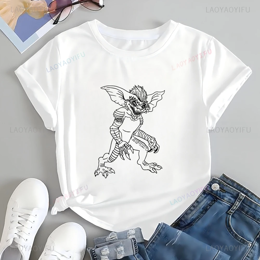 Винтажная футболка с модным принтом Гремлины из фильма топ GIZMO нейтральный тренд