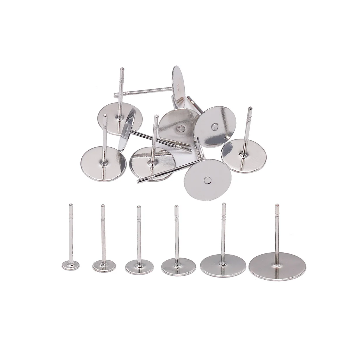 

Jewelry Findings Diy 100pcs Blank Post Flat Round Earring Studs Pins for Earring Jewelry Findings