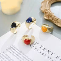 european and american fashion retro red love ins alloy ring open multicolor texture ring men and women ring wholesale