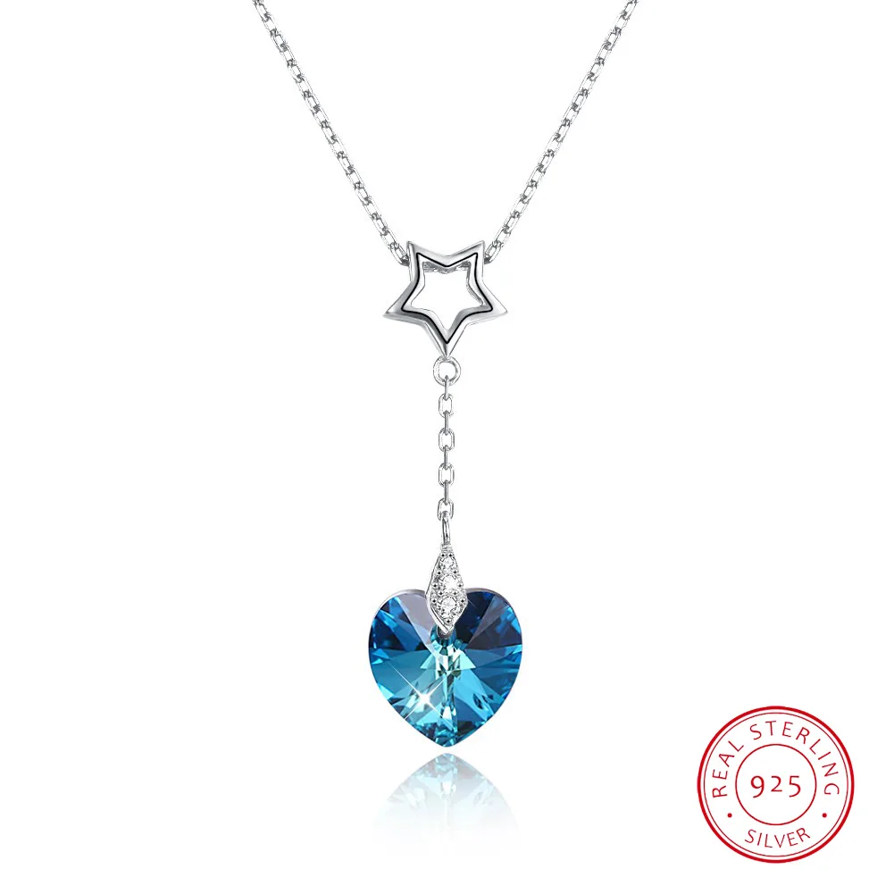 

Crystal Sterling Silver Heart-shaped Crystal Pendant Necklace for Women Valentine's Day Anniversary Gift Fine Jewelry