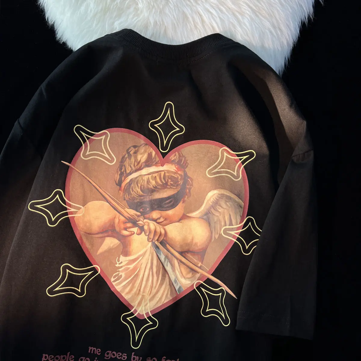 Футболка женская в стиле ретро с Купидоном Свободный Топ коротким рукавом