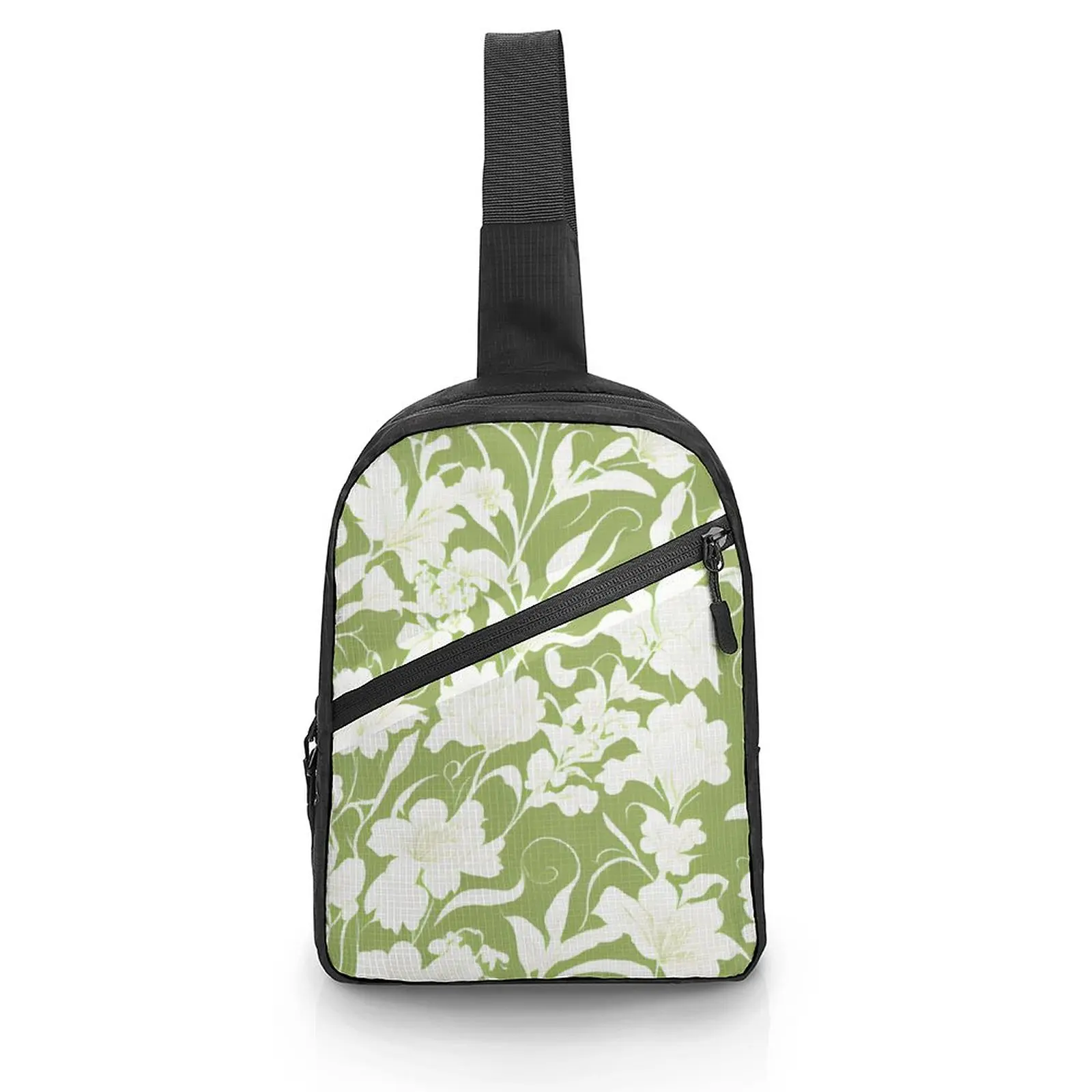 

Green Jacquard Crossbody Backpacks Travel Messenger Chest Sling Pack Cross Body Shoulder Pack Outdoor Neck Side Crossbody Bags
