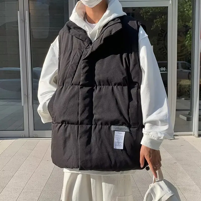 Harajuku Style Parkas Vest Simple Fashion Solid Color Cotton Coats Men Women Couples Winter Keep Warm Jacket Tops