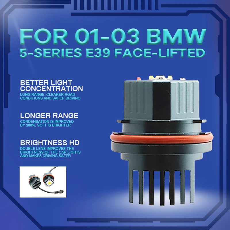 

For BMW 5 series E39 face-lifted 2001 2002 2003 Ultra Bright free error 6000K IP65 White LED Light Bulb LED Angel Eyes Marker
