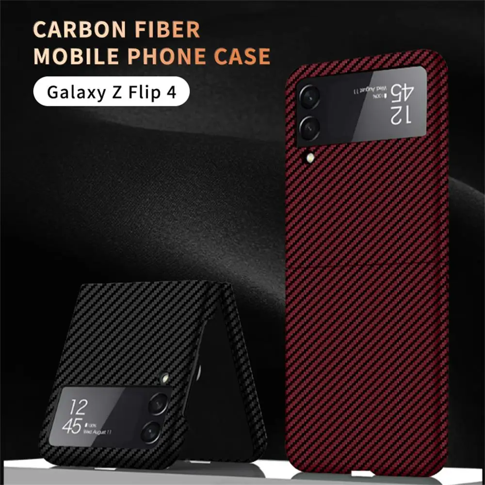 

Luxury 2 in 1 Matte Carbon Fiber Case For Samsung Galaxy Z Flip 4 3 Flip4 Ultra Thin Shockproof Bumper PC Hard Armor Back Cover