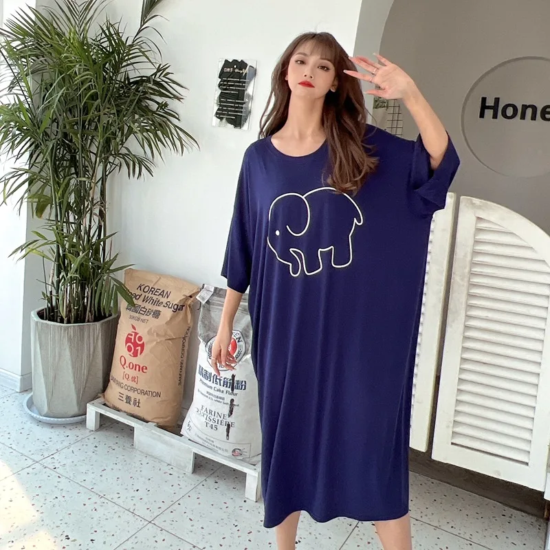 Cute Cartoon Nightwear Dress Women Nightshirt New Loose Plus Fat Modal Nightgowns Female Summer Nightdress