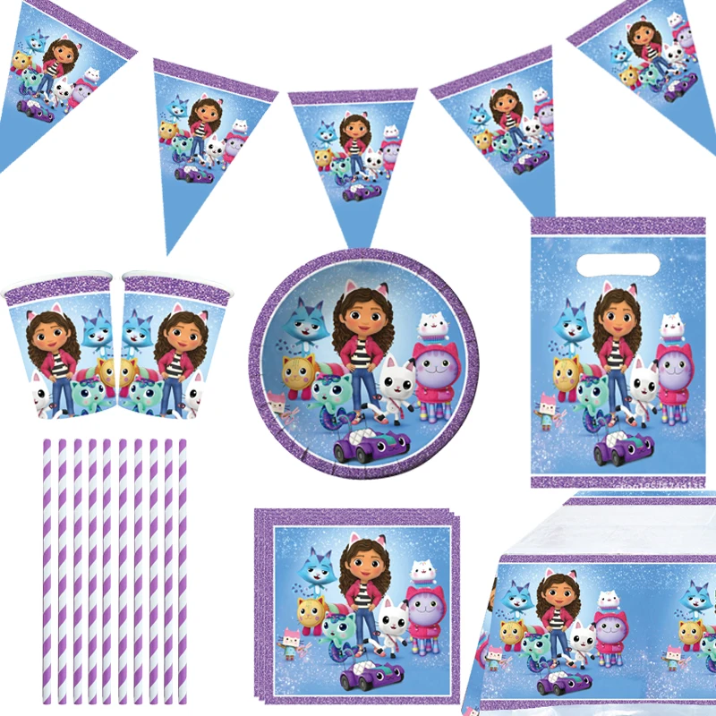 

Новинка 2022, кукольный домик Gabby, подарки на день рождения для девочек, детские праздничные шары, украшение на день рождения, набор столовых п...