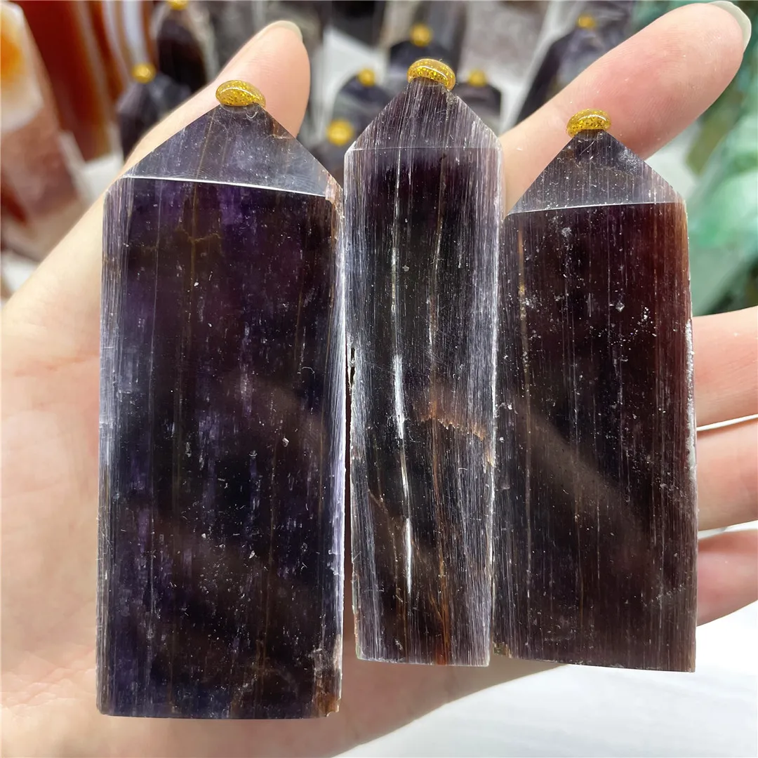 

Lustrous Gemstones Natural Lepidolite Crystal Wands Lithionite Quartz Minerals Healing Points Meditation Reiki Stones Decoration