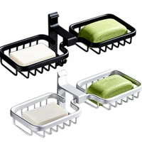 bathroom soap rack metal soap holder wall mounted shelf soap box double aluminum punch free no drill frame