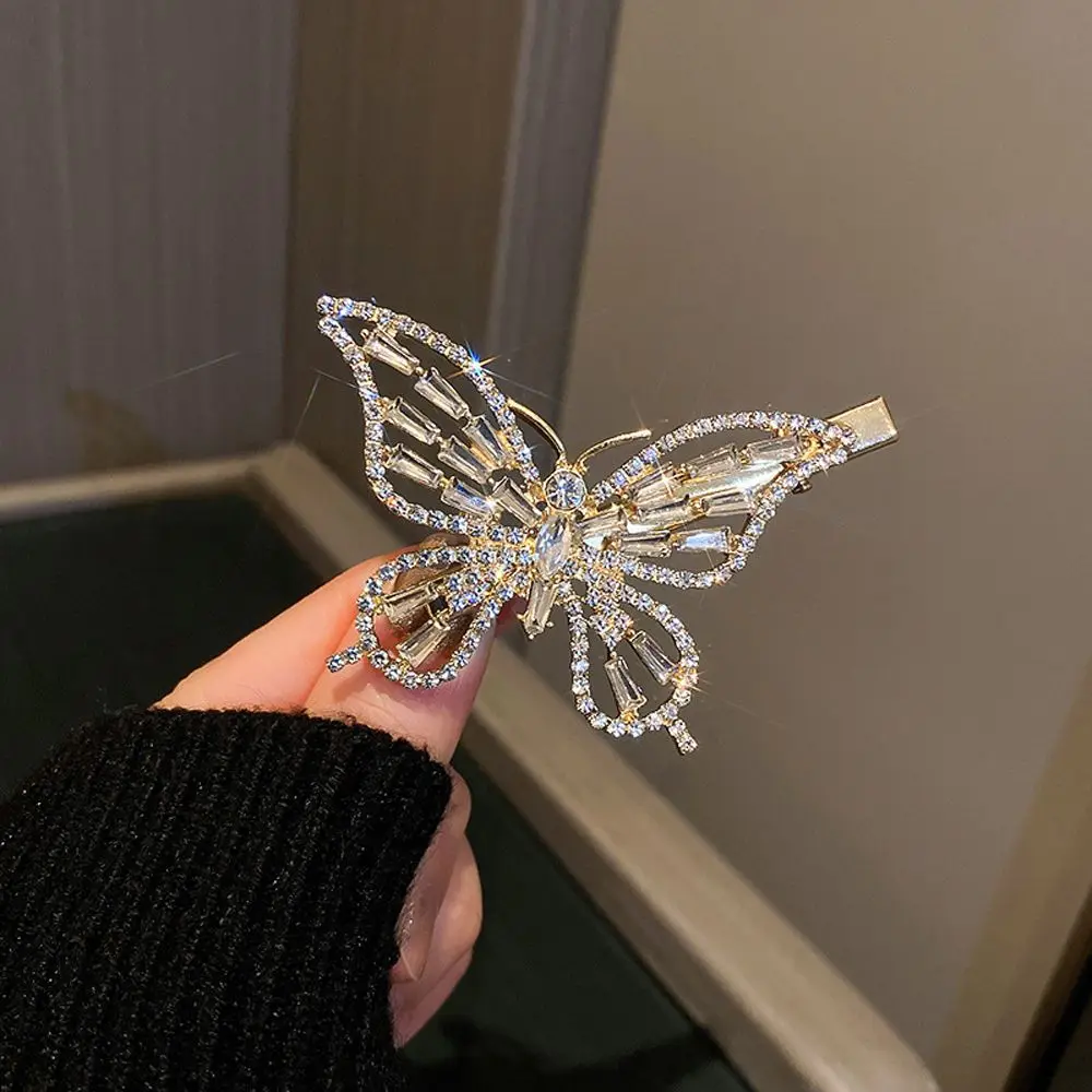 

1Pc Vintage Sweet Crystal Butterfly Hair Side Clips For Women Butterfly Flower Hairpins Fashion All-match Hair Accesssories