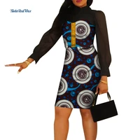 women clothing african dresses for women print long sleeve mini dresses vestidos bazin riche african ankara party dresses wy9024