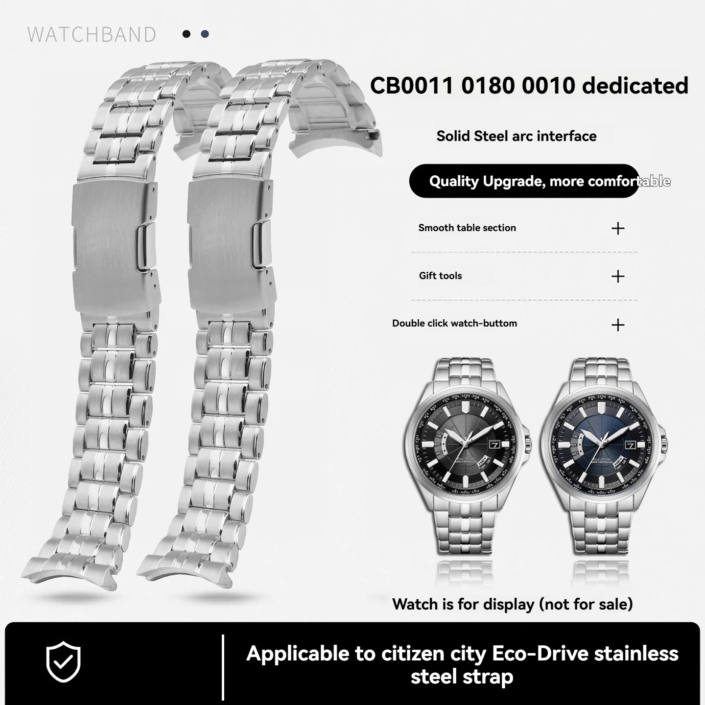 Фото Стальной ремешок с изогнутым интерфейсом 23 мм для Citizen Photokinetics CB0011-69L CB0180/0010, ремешок для часов из нержавеющей стали, мужские браслеты №1