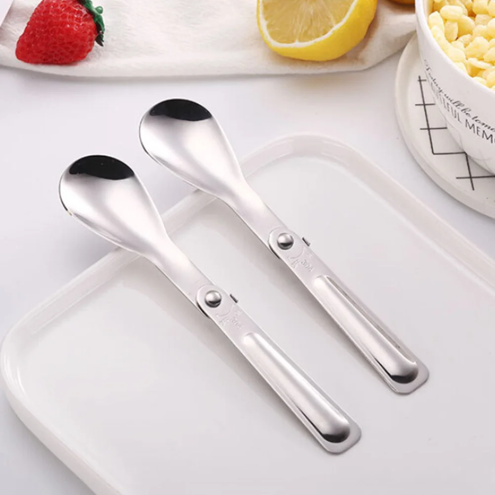

2PCS Multifunctional Stainless Steel Foldable Spoons Portable Cutlery for Travel Picnic Outdoor Activities