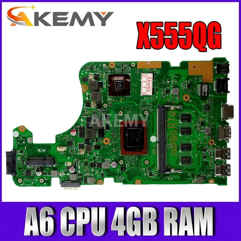 

Материнская плата Akemy для ноутбука Asus A555Q, X555QG, X555BP, X555B, 2 Гб, графическая материнская плата, ЦПУ A6, 4 Гб ОЗУ