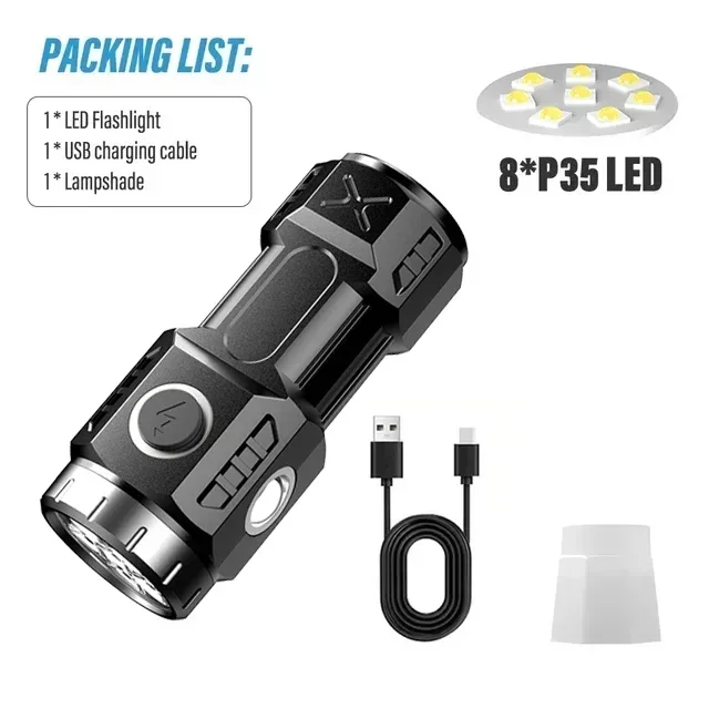 

POCKETMAN Мини-фонарик 4/6/8*P35 USB rechargeable