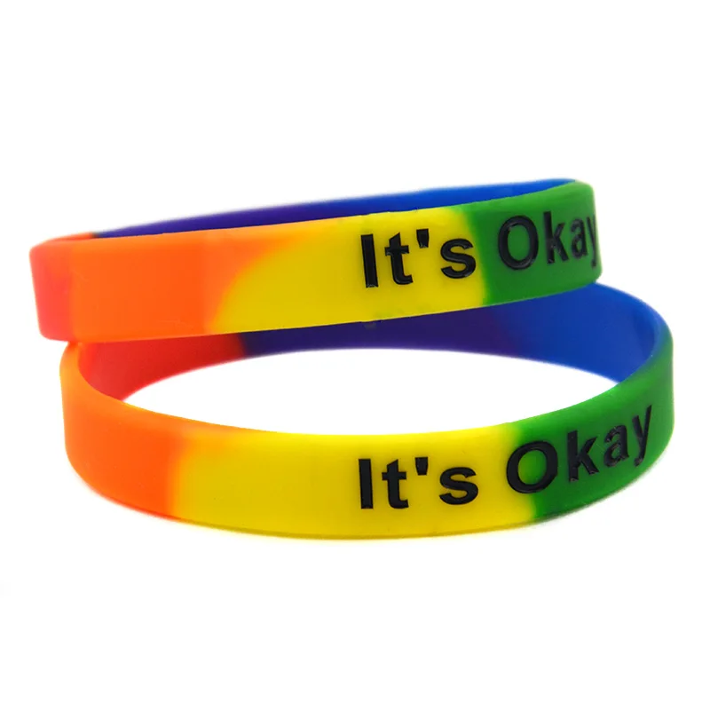 

50 PCS It is OKay Silicone Rubber Wristband Subseciton Color Adult Size