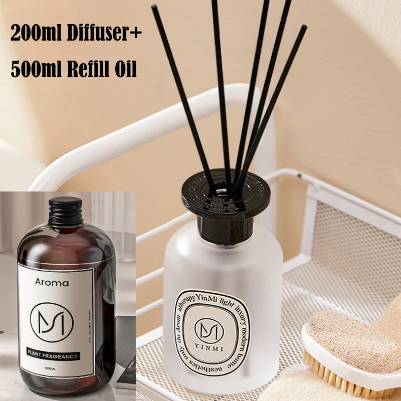 

200ml White Frosted Bottle Aromatherapy Diffuser and 500ml Reed Diffuser Refill Essential Oil Ins Popular Home Ornaments