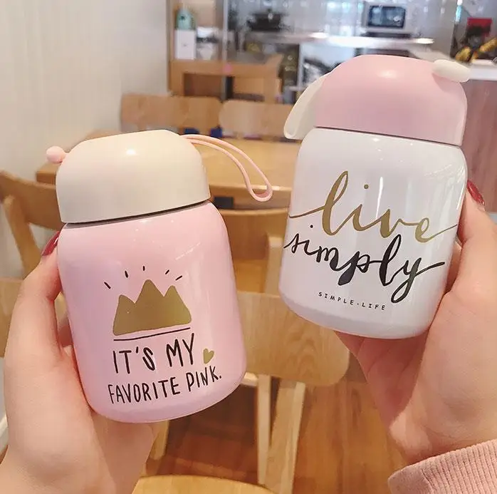 

Cute Mini Thermos Cups Stainless Steel Vacuum Cup Light and Portable Kids Students Water Bottle Coffee Tea Mugs