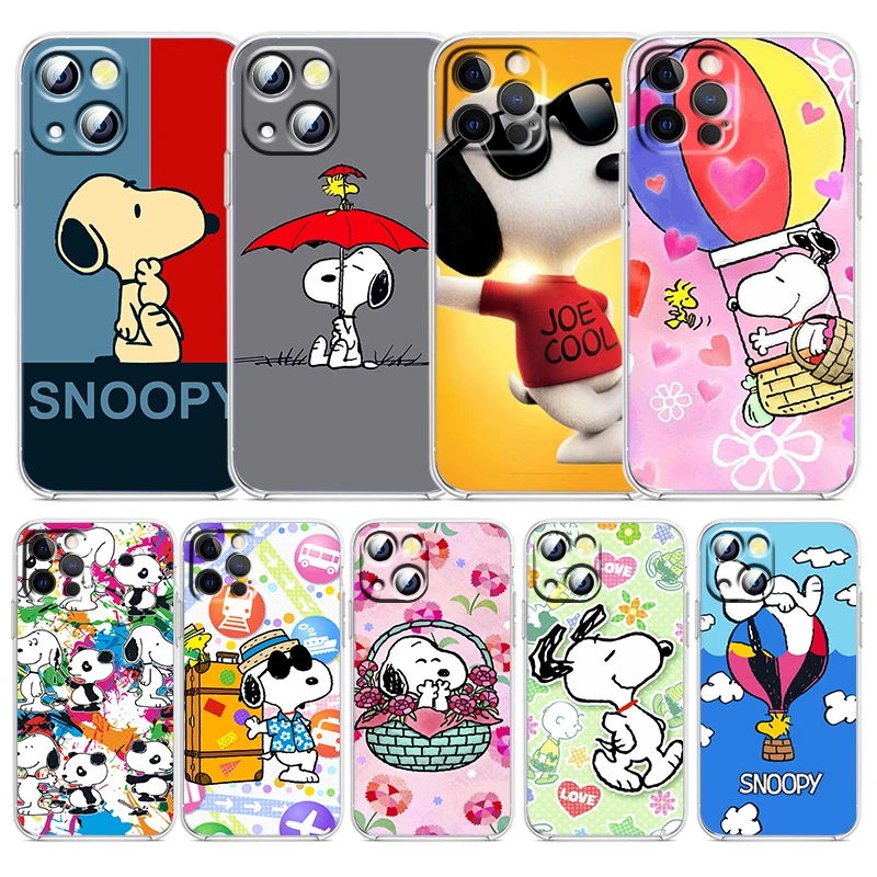 

Cute Cartoon Snoopy Dog For Apple iPhone 13 12 11 mini 8 7 6 5 XS XR X SE 2020 Pro Max Plus Transparent Phone Case Funda Capa