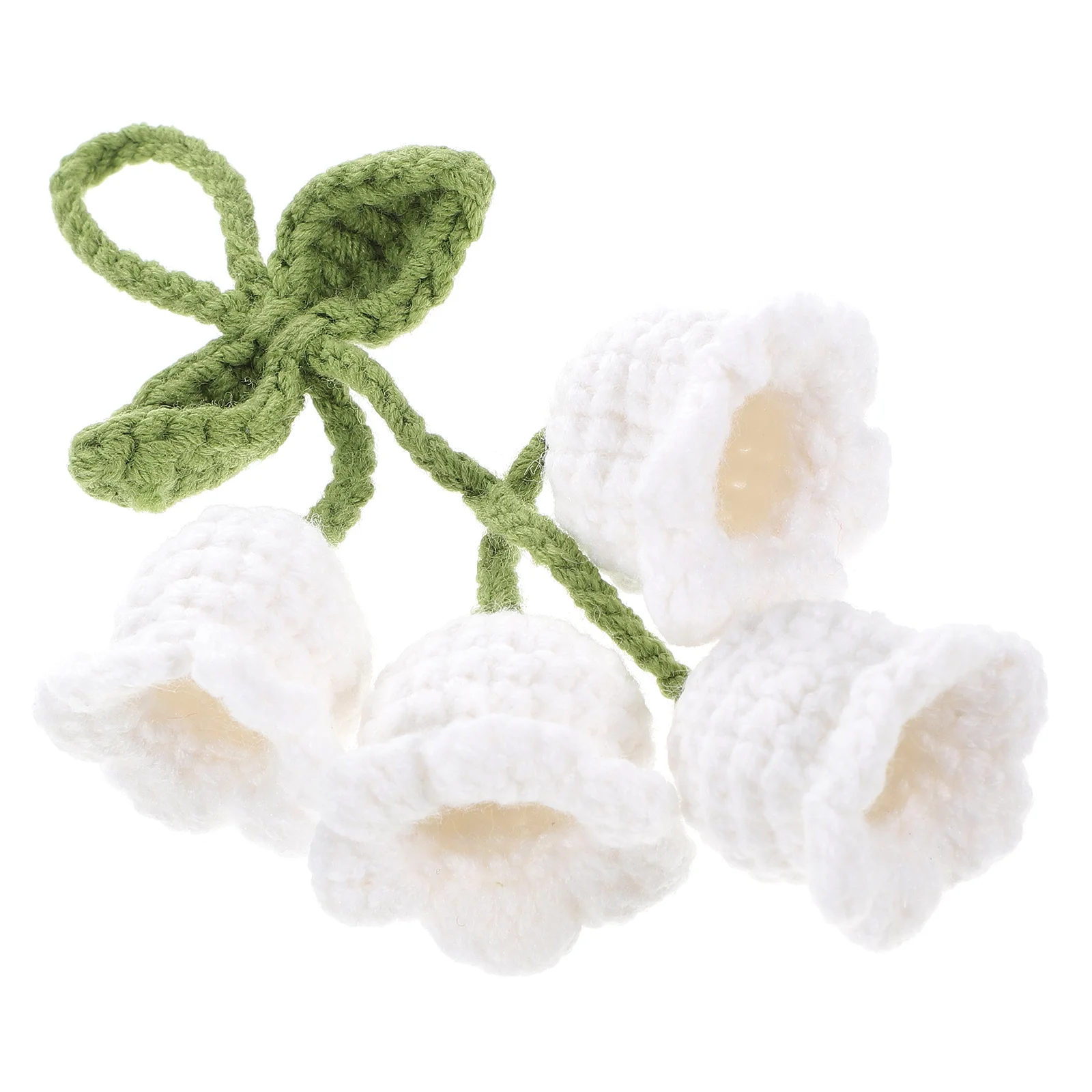 

Lily The Valley Pendant Knitted Flower Shape Adorable Keychain Charm Woolen Yarn Small Crochet