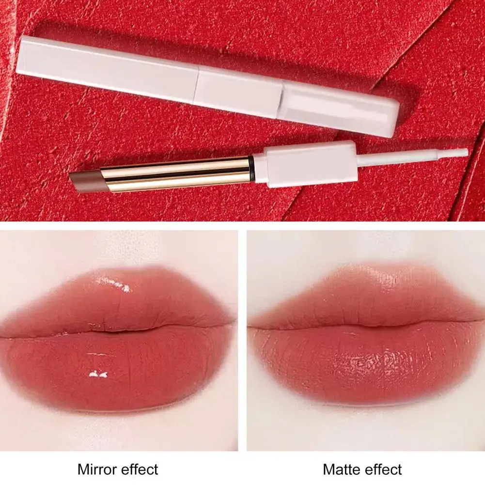 

Lipstick Waterproof Non-stick Cup Not Dry Non-Fading Fixed Makeup Gentle Texture Double Head Matte Mist Lip Gloss Coat Female Su