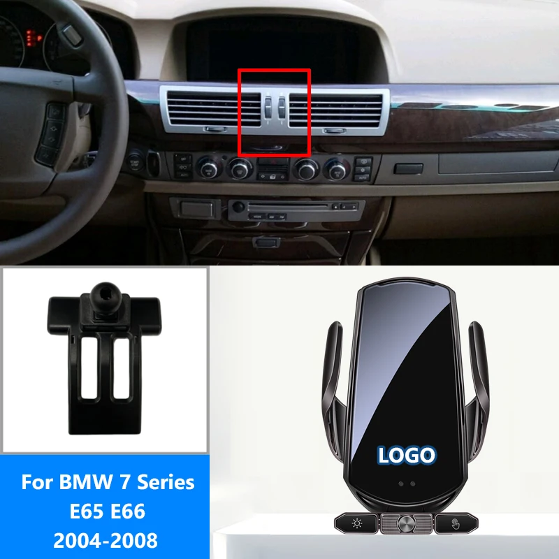 

Автомобильное зарядное устройство QI для BMW 7 серии E65 E66 2004-2008, беспроводное зарядное устройство для iphone Samsung, Магнитный зарядный индукционный кронштейн
