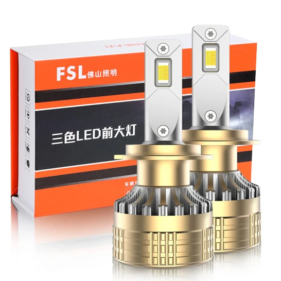 

FSL Tricolor LED Headlight H1 H4 H7 H11 HB3 HB4 HIR2 3000K 4300K 6000K High Beam Low Beam Light Integrated