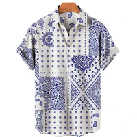 2022 summer men clothing 3d hawaiian shirt men fashion cashew flower geometric printed shirts single breasted shirt for men tops