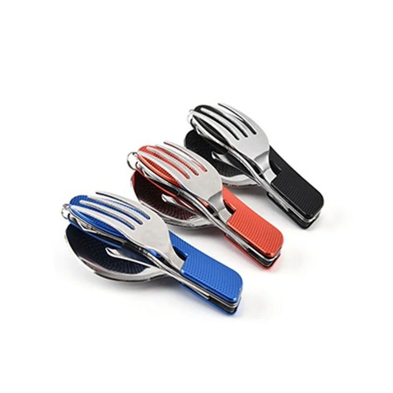Портативные многофункциональные складные столовые приборы нож вилка ложка для
