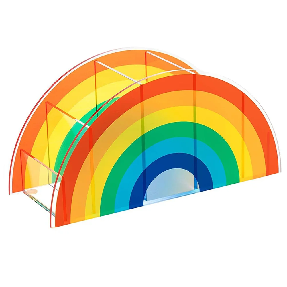 

Rainbow Desktop Organizer Cosmetics Organizer Desktop Sundries Stationery Acrylic Case Office Container