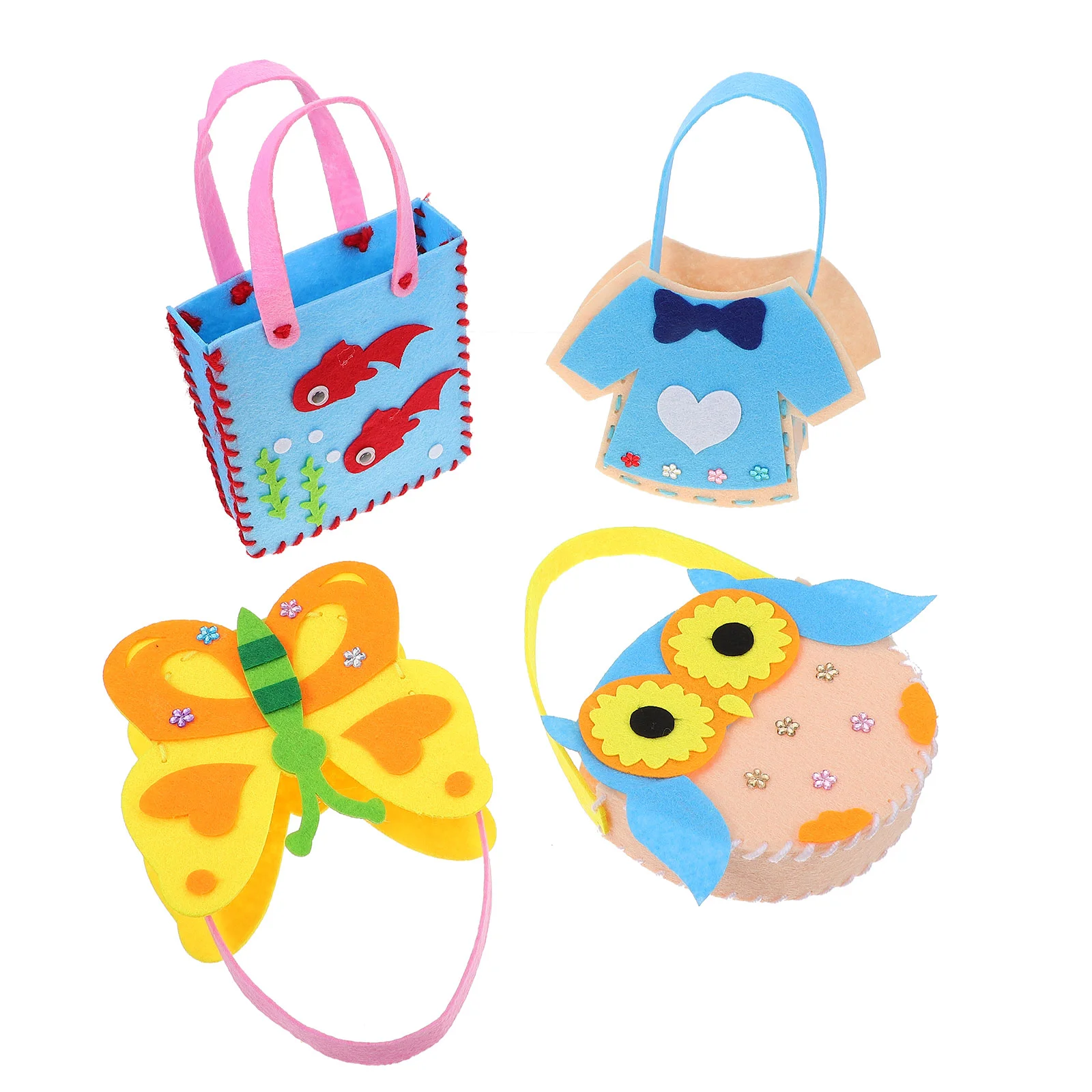

4 Pcs Children's Handbag The Tote Christmas DIY Craft Toy Decorative Non-woven Handicraft Fabric Handwork Hand-made