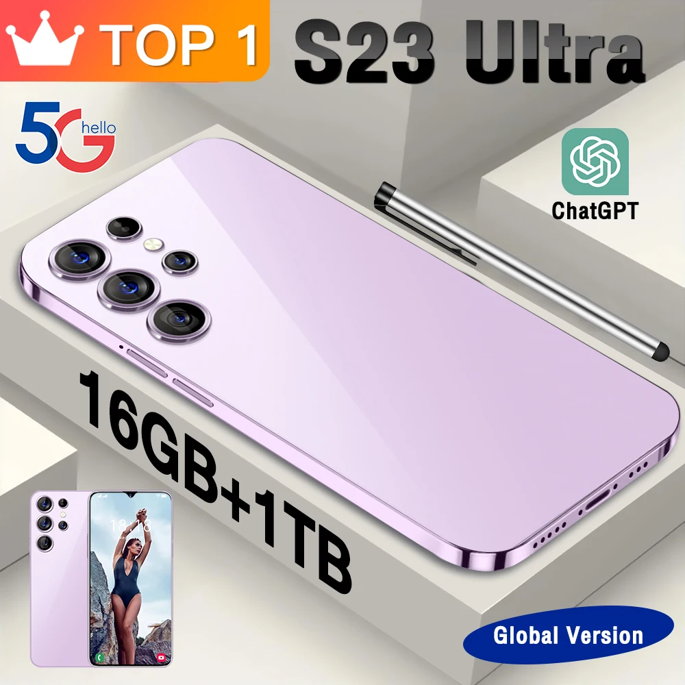 

Original S23 Ultra 5G Smartphone 7.3 HD Full Screen 16GB+1TB Smart Phone Dual SIM Mobile Phones Global Version Cell Phone